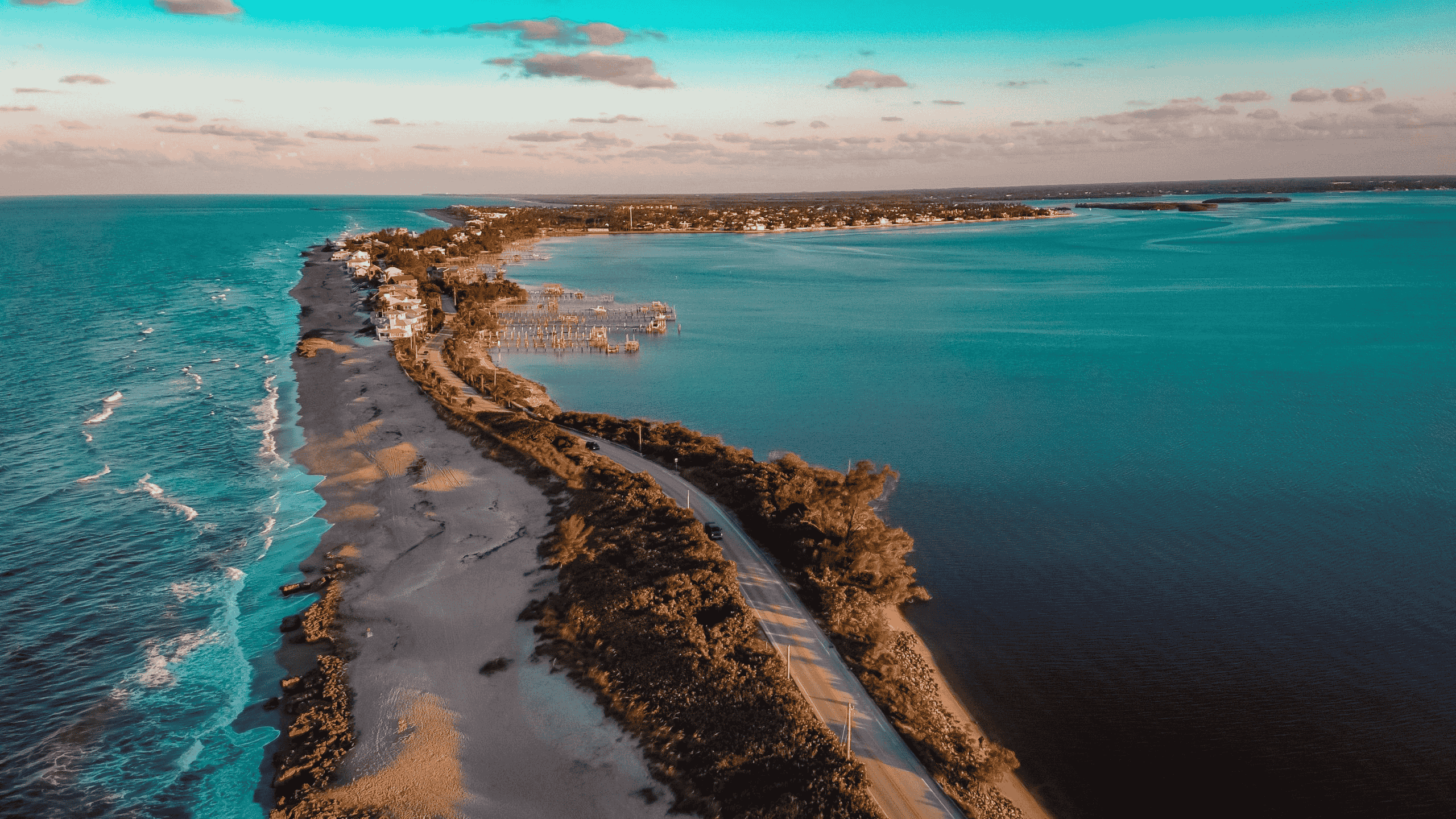 Aerial coastal view representing Martin County wildlife removal services