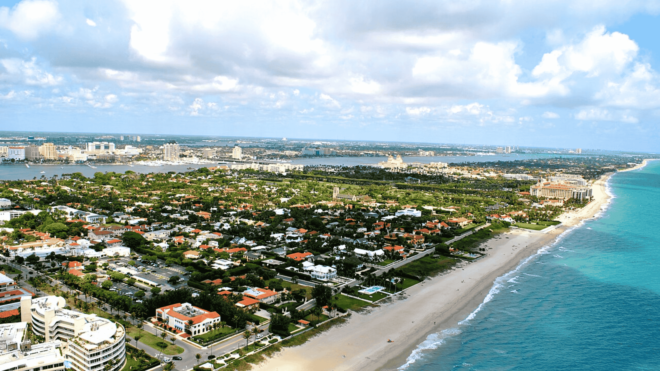 Aerial coastline view of Palm Beach County, Florida service area
